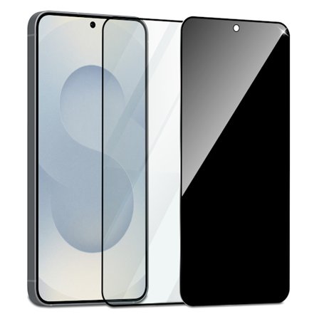 2-Pack Samsung S25 Näytönsuoja (1 Privacy + 1 Kirkas) - Karkaistu Lasi 9H - Super laatu 3D