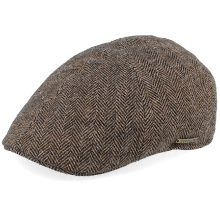 Stetson - Brown - flatcap - Cap - Texas Wool Herringbone Brown Flat Cap - Hatstore
