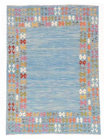 Handgeweven Kelim Afghan Old Style Vloerkleed 182X248 Wol Blauw/Bruin