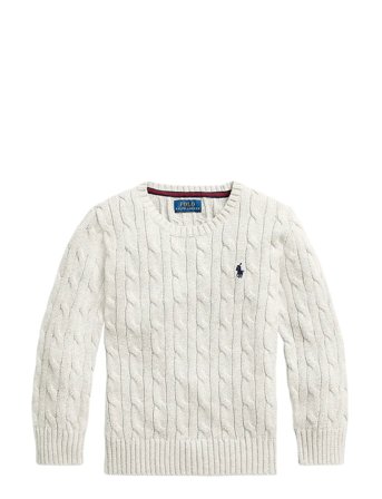 Ralph Lauren Kids Combed Cotton-Ls Cable Cn-Tp-Swt - Cream - 102-108