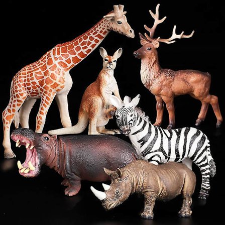 Realistisk udseende Safari Dyrefigurer Plastik Jungle Dyr Legetøj giraf