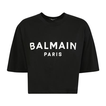 Balmain, Logo print T-shirt Czarny, Kobieta, Rozmiar: M
