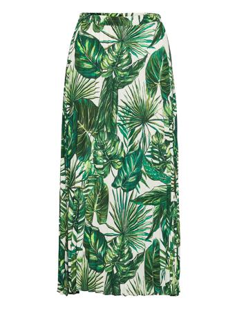 Onlalma Life Poly Plisse Skirt Aop Ptm Knälång Kjol Grön ONLY