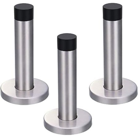 3-delad cylindrisk dörrstopp i gummi (95 mm, perforerad/icke perforerad dubbel användning), krompläterad silver dörrstopp för skidåkning, kraftig 