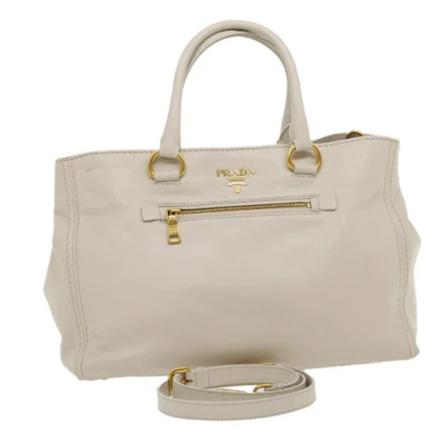 Prada Vintage Pre-ownedLeatherhandTass , Beige , Dames , Maat: ONE Size Vintage Tassen