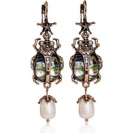 Vintage Beetle Bug Scarab Drop Dangle Øreringe til Kvinder, Unikke Mærkelige Viktorianske Smykker Tilbehør