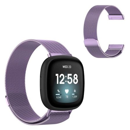Fitbit Versa 3 rostfritt stål klockarmband - lila / Storlek: S