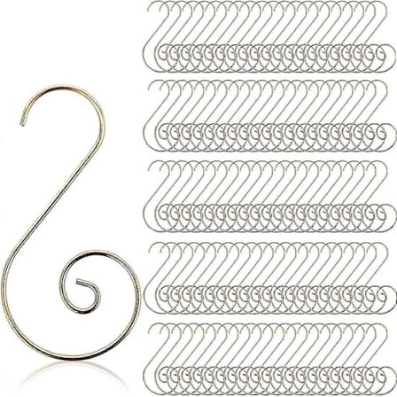 Pyntekroge, julepynt, juletræskugler, metalkroge, juledekoration S-kroge (100 stk., guld)