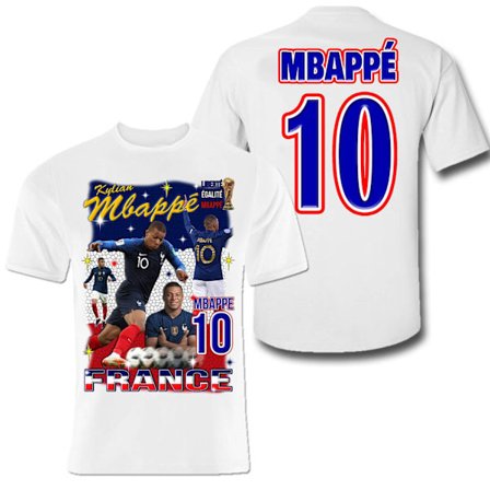 Mbappe Vit sportströja t-shirt France Tryck fram & bak