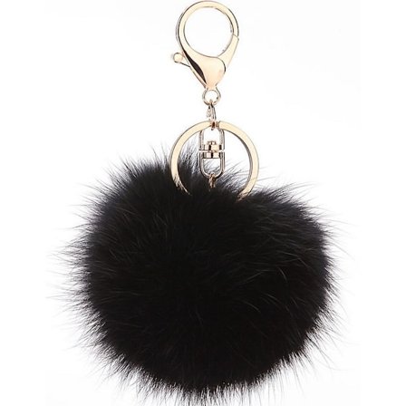 1 stk (svart) Pompoms nøkkelringer Fluffy Fake Pompoms nøkkelring S