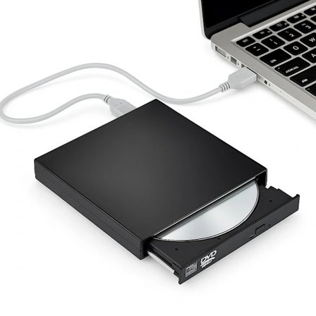Slank ekstern DVD/CD-brenner – USB 2.0 Svart
