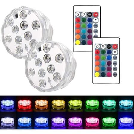 2-pakke nedsenkbare LED-bassenglys for akvarium, boblebad, dam, svømmebasseng, base, vase, hage, bryllup, fest.
