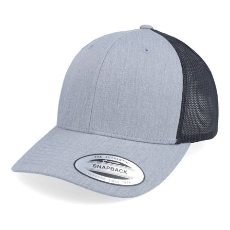 Yupoong - Grå trucker Caps - Heather Grey/Black Trucker @ Hatstore