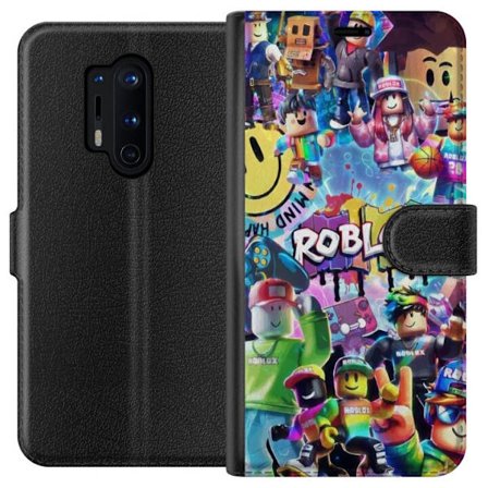 Yhteensopiva Lompakkokotelo OnePlus OnePlus 8 Pro Suuri värikäs Roblox-maailma monilla hahmoilla, energinen pelikuvaus täydellinen lastenhuoneisiin