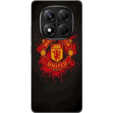 Kompatibelt Mobildeksel til Xiaomi Xiaomi Redmi Note 14 Pro Manchester United logo i rød og gul farge med røff sportslig bakgrunn