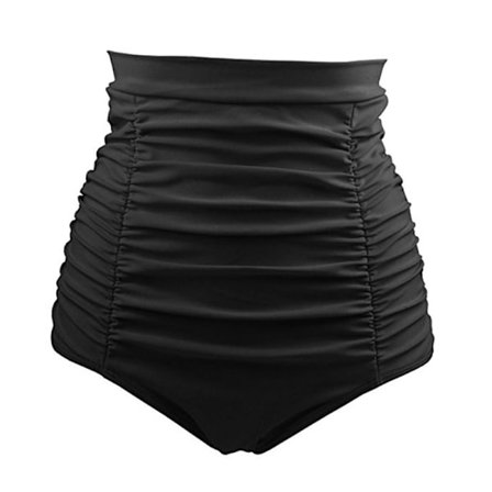Dame Ruched Højtaljet Bikini Bund Retro Vintage Badetøj