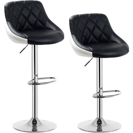 Rootz Barstol - Justerbar bordstol - Drejelig barstol - Komfortabel, ergonomisk, nem montering - Forkromet stål, imiteret læder - 38cm x 35cm, 84cm-10