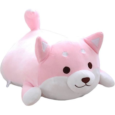 Shiba Inu Plyschkudde, Söta Corgi Akita Stoppade Djur Leksakspresenter till Alla Hjärtans Dag, Jul, Soffa, Rosa Runda Ögon 15"