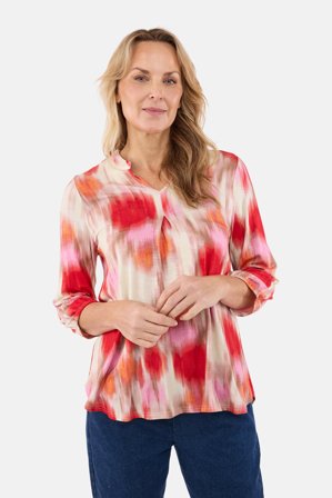 SIGNATURE - 3/4 Ærmet Bluse – Rød / Rosa – Mønstret