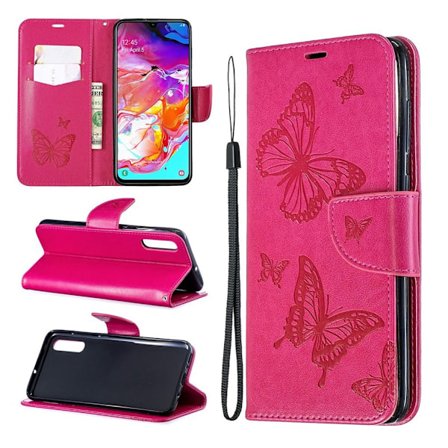 Butterfly Samsung Galaxy A70 veske - Rose