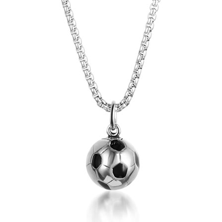 Football Necklace, Football Pendant Necklace Stainless Steel Soccer Charm Necklace Football Gifts for Men Women Unisex Jewelry Christmas Gifts 60cm