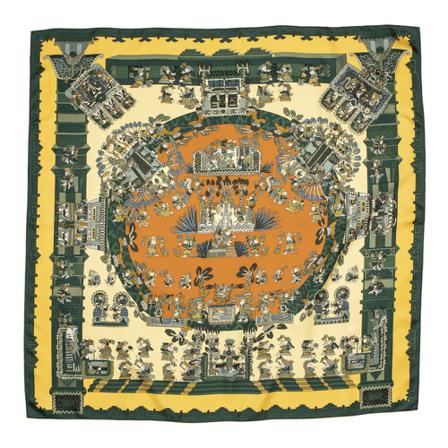 Hermès Vintage, Pre-owned Scarf Groen, Dames, Maat:ONE Size