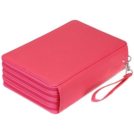 200 Slots Farveblyant Organizer, Deluxe PU Læder Blyantsæske Holder Med Aftagelig Håndtagsrem Blyantsæske Stor til Farveblyanter