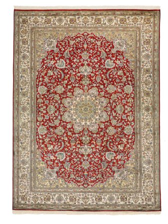 Orientalischer Kaschmir Reine Seide Teppich 171X239 Braun/Dunkelrot Seide, Indien