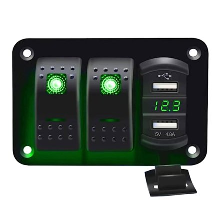 Slitstarkt ABS-material Bil 2-i-1 panelbrytare Vipplampor Ljusvipp LED-indikator Dubbla USB laddare för ljuskontroll