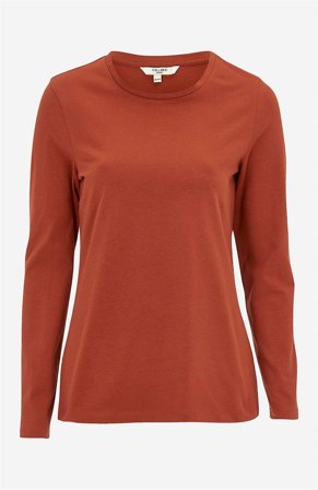 Cellbes of Sweden - Langermet jerseytopp i organisk bomull i rust for damer i størrelse 62/64