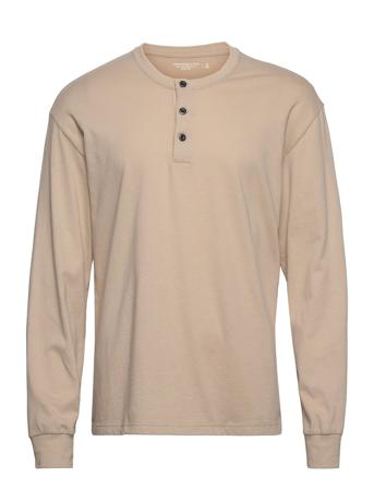 Anf Mens Knits Strikkegenser M. Rund Krage Beige Abercrombie & Fitch