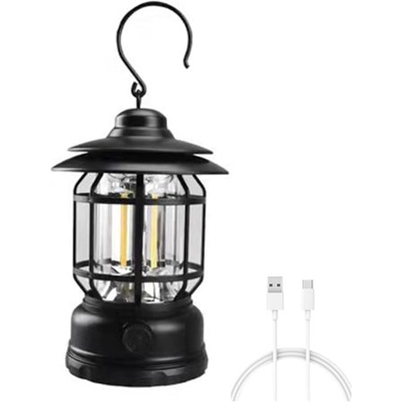 Uppladdningsbar LED-campinglampa, bärbar USB-tältcampinglampa med 1200 mAh batteri