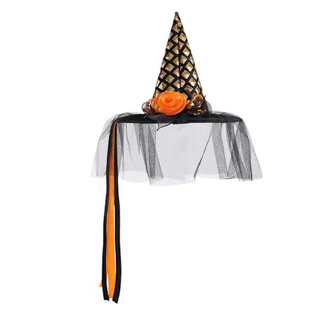 Halloween-noitahattu naamiaiskostyymi juhlakoriste rekvisiitta loistava noita Gold glowing witch hat