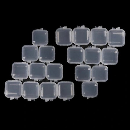 20x Mini Firkantede Opbevaringsbeholdere Æske med Låg Klar Plastikæske til Små Perler