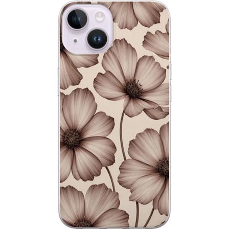 Kompatibel Mobilcover til Apple iPhone 14 Bløde blomster i tidløs beige elegance