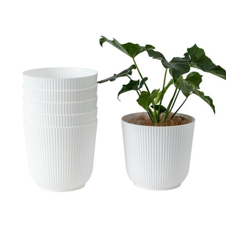 Blomkruka av 100% Återvunnen Plast - Inomhus kruka - Ø 18.4 x H 16.8 cm - Vit/Silkesvit