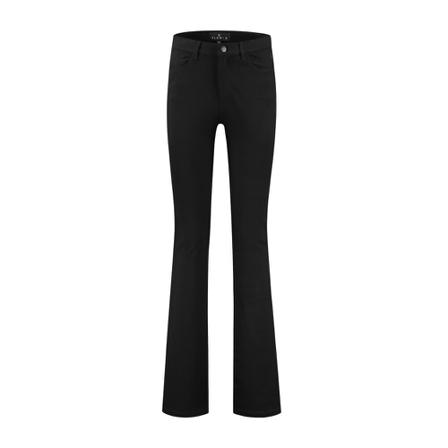 Florez, Broek W22 Hally Flared Punto Black Zwart, Dames, Maat:W33,Cotton