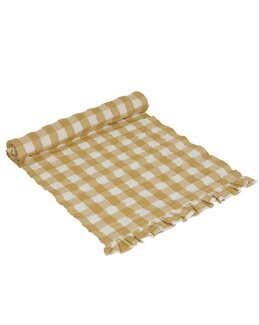 Løper Lisa rutete krepp med volang Gul