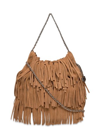 Tory Burch Fleming Suede Fringe Mini Hobo - Brown - ONE SIZE