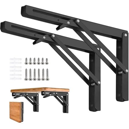 2 kpl kokoontaitettavia hyllynkannattimia - Heavy Duty Metal Folding Triangle Shelf, DIY seinään asennettava kokoontaittuva pöytäsarana, tilaa 