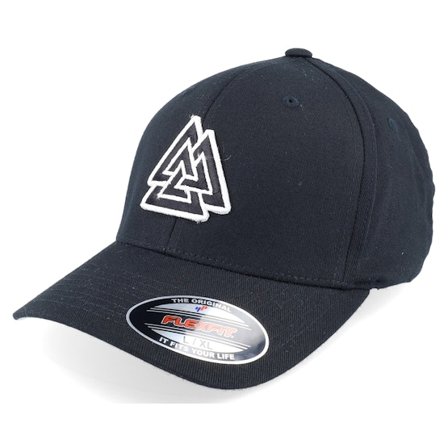 Vikings - Sort flexfit Kasket - Valknut 3d Patch Black Flexfit @ Hatstore