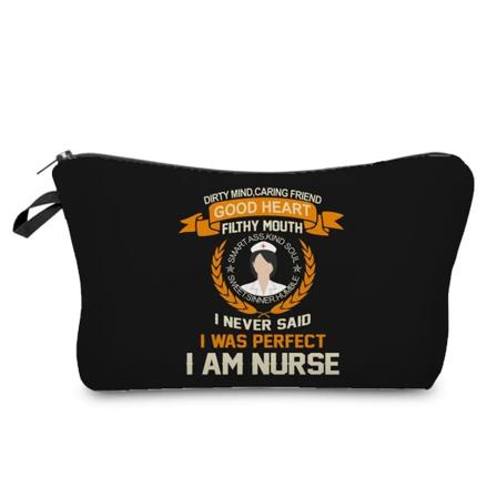Tecknad Print Sjuksköterska Kosmetikväska Sjukhus Läkare Present Sminkväska Resor Mini Toalettväska Damväska Organizer Insats hz7106 Nurse Bag