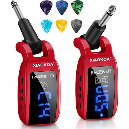 Xiaokoa langaton kitaralähetin, uhf langaton kitaralähetinvastaanotin, ladattava LED-digitaalinäytöllä 50 m lähetys, sähkökitaralle