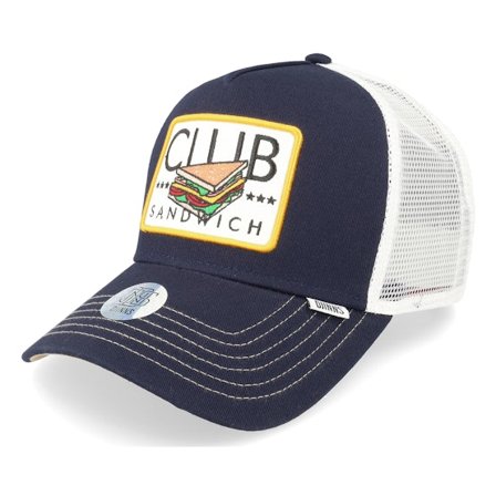 Djinns - Blauw trucker Cap - Hft Cap Food Club Sandwich Navy/White Trucker @ Hatstore