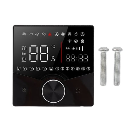 Smart Termostat med LCD-fargeskjerm for Sauna Gulvvarme Svart