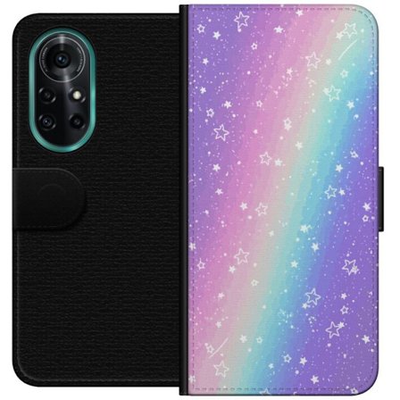 Kompatibelt Lommeboketui til Huawei nova 8 Pro Rainbow-farget pastellbakgrunn med hvite stjerner og gnistrende prikker i myk overgang