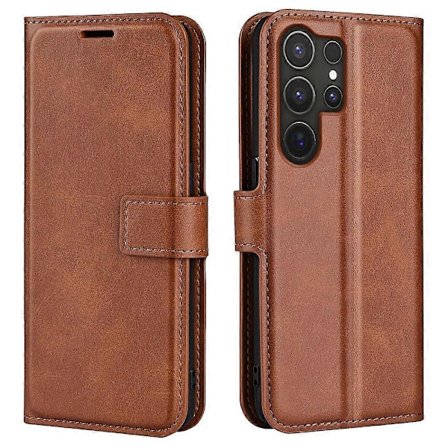 Ställfodral för Samsung Galaxy S25 Ultra Anti-Repa Kalvtextur Läder Telefonskal