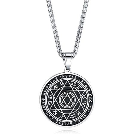 Talisman Salomons Sigill Sexspetsig Stjärna 12 Konstellation Davidsstjärna Salomon Hänge Rostfritt Stål Lyckotalismaner, Gratis Kedja 24"