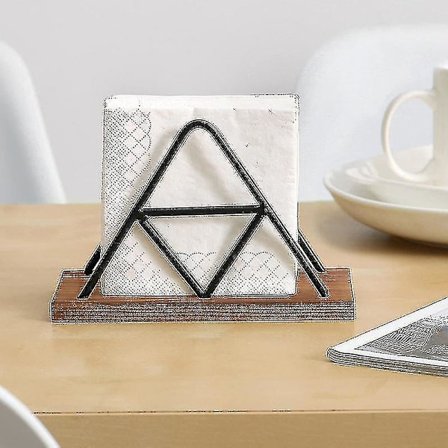 Servetthållare för matbord - Svart metall och trä servetthållare för kök, matsal, matsal