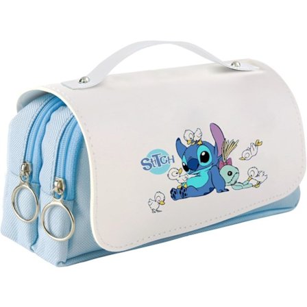 Stitch Penalhus Glatt Glidelås Stort Penalhus med Håndtak Slitesterkt Skolepenalhus for Tenårings Skrivesaker Organizer